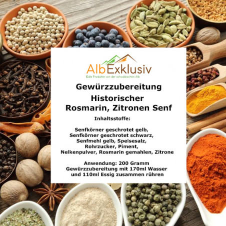 Gewürzzubereitung Historischer Senf mit Rosmarin Zitrone Note