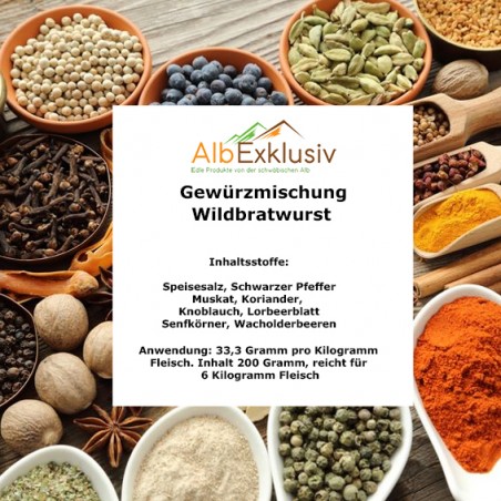 Gewürzmischung Wildbratwurst für 6 Kilo Fleisch Deutsche Handarbeit Blitzversand